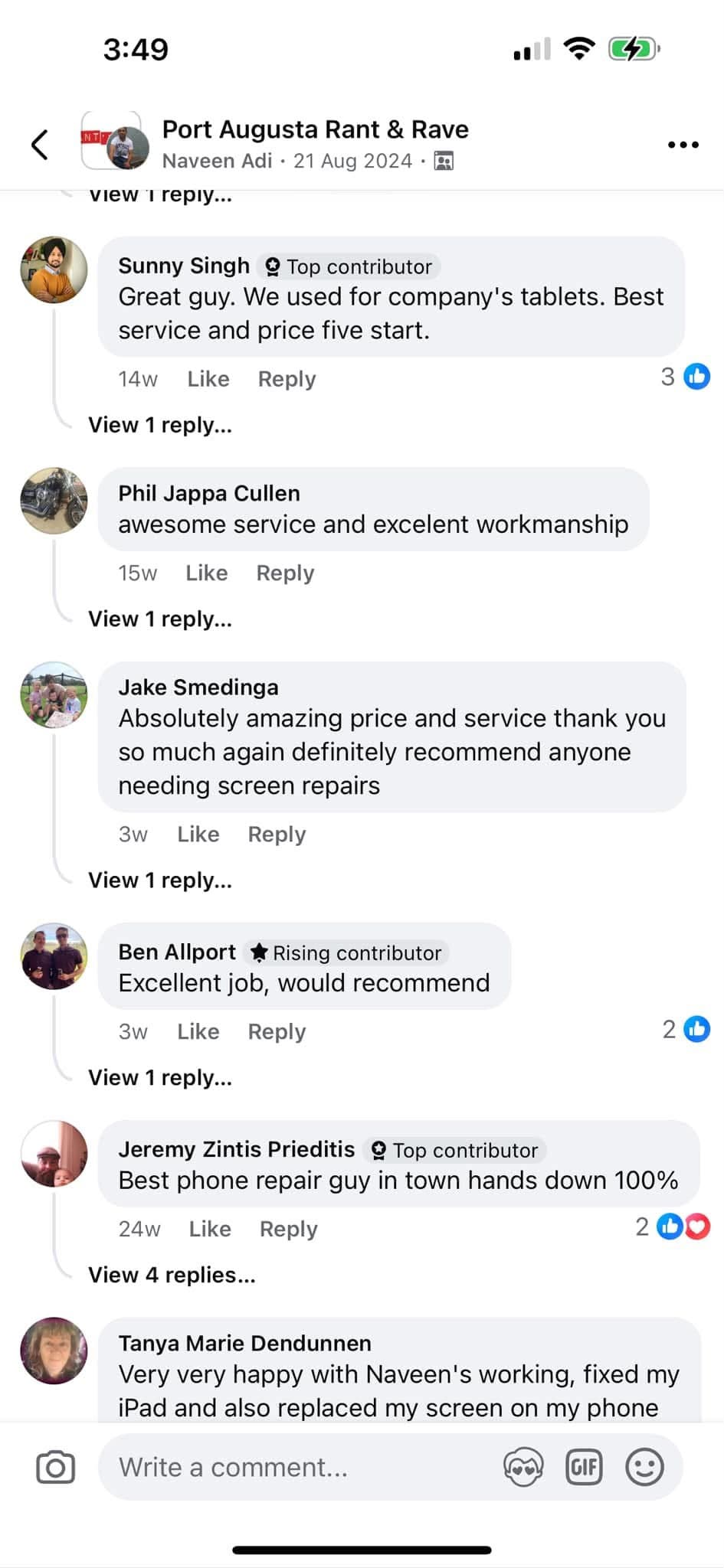 Company Tablets & Phone Screen Praises