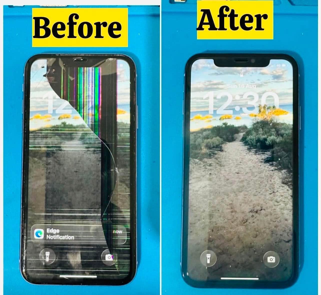 iPhone Smashed Glass & Vertical Rainbow Artifacts Repaired