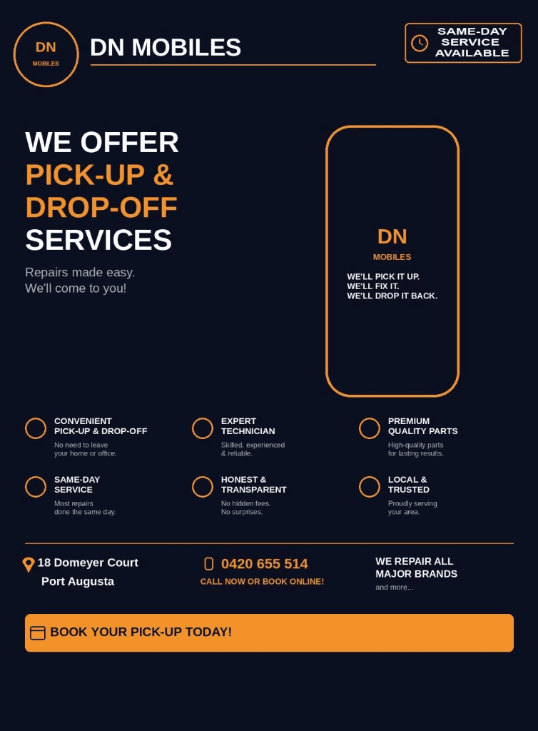 Pick-up and drop-off repair service poster
